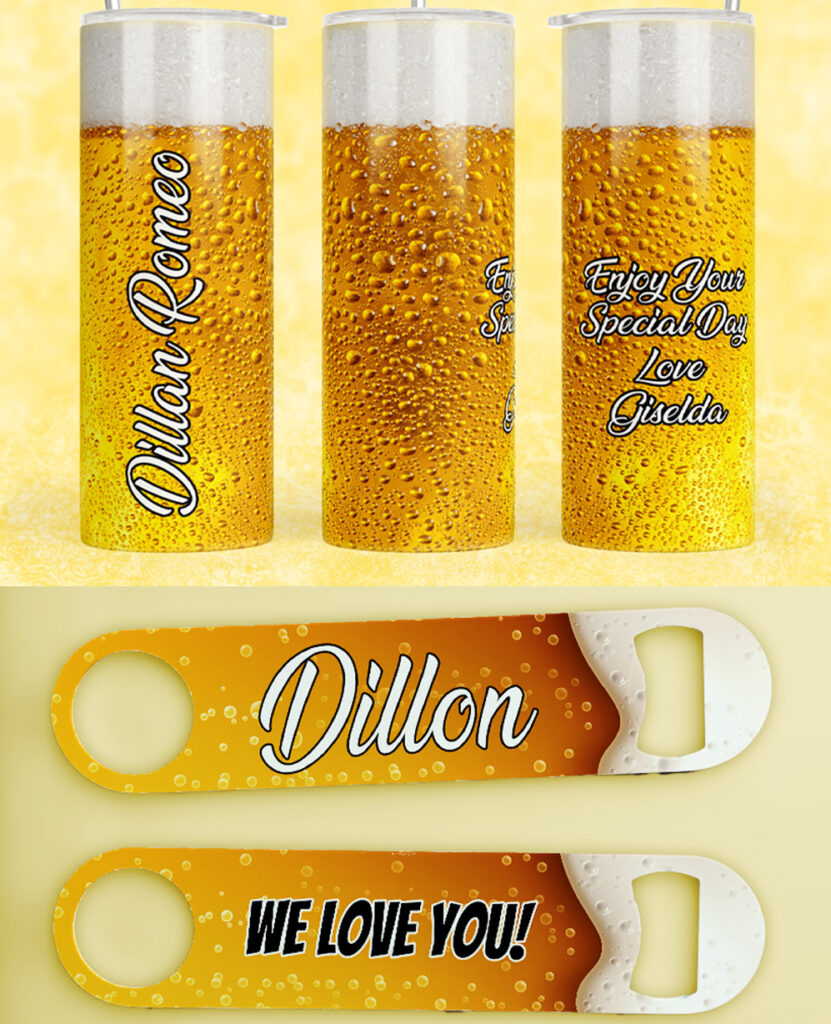 Beer tumbler & bottle Opener set Island Charm