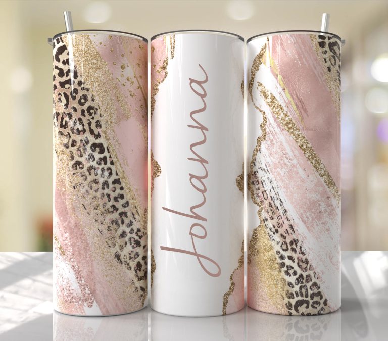 Pink Leopard Tumbler/Necklace - Image 3