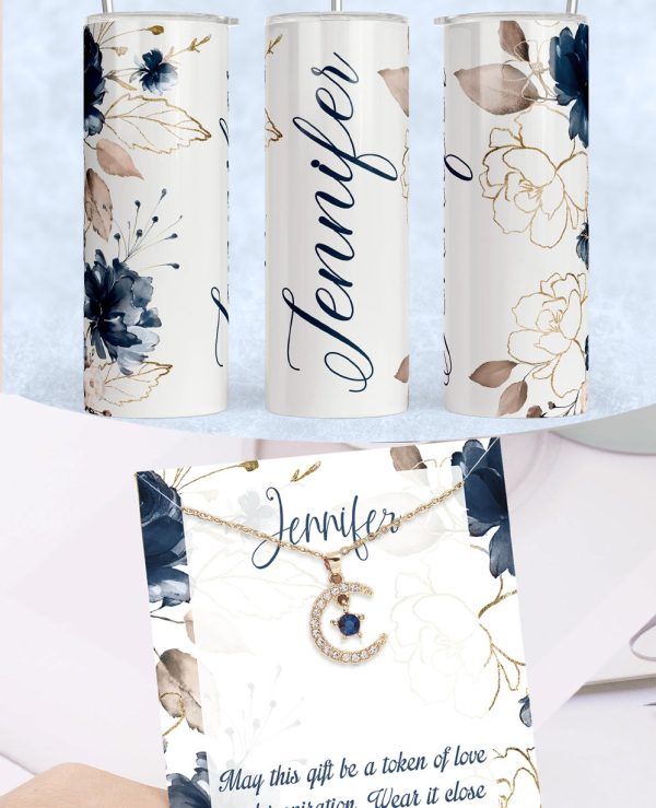 Tumbler & Necklace set Blue