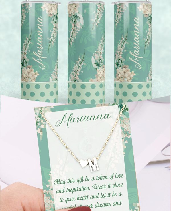 Tumbler & Necklace set Elegant green