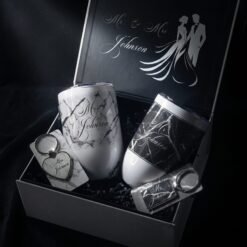 Luxury Wedding Winetumbler set black & white