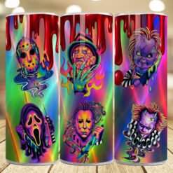 Colorful Retro Rainbow Horror Icons Graphic