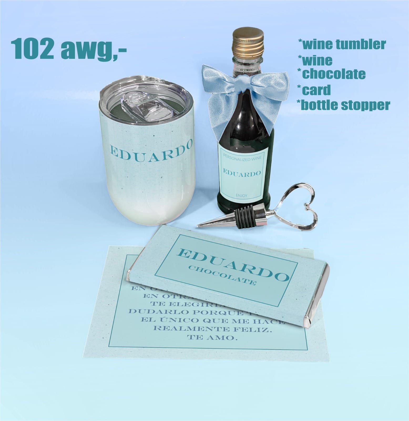 Light Blue Stone Wash Wine/Chocolate Giftbox