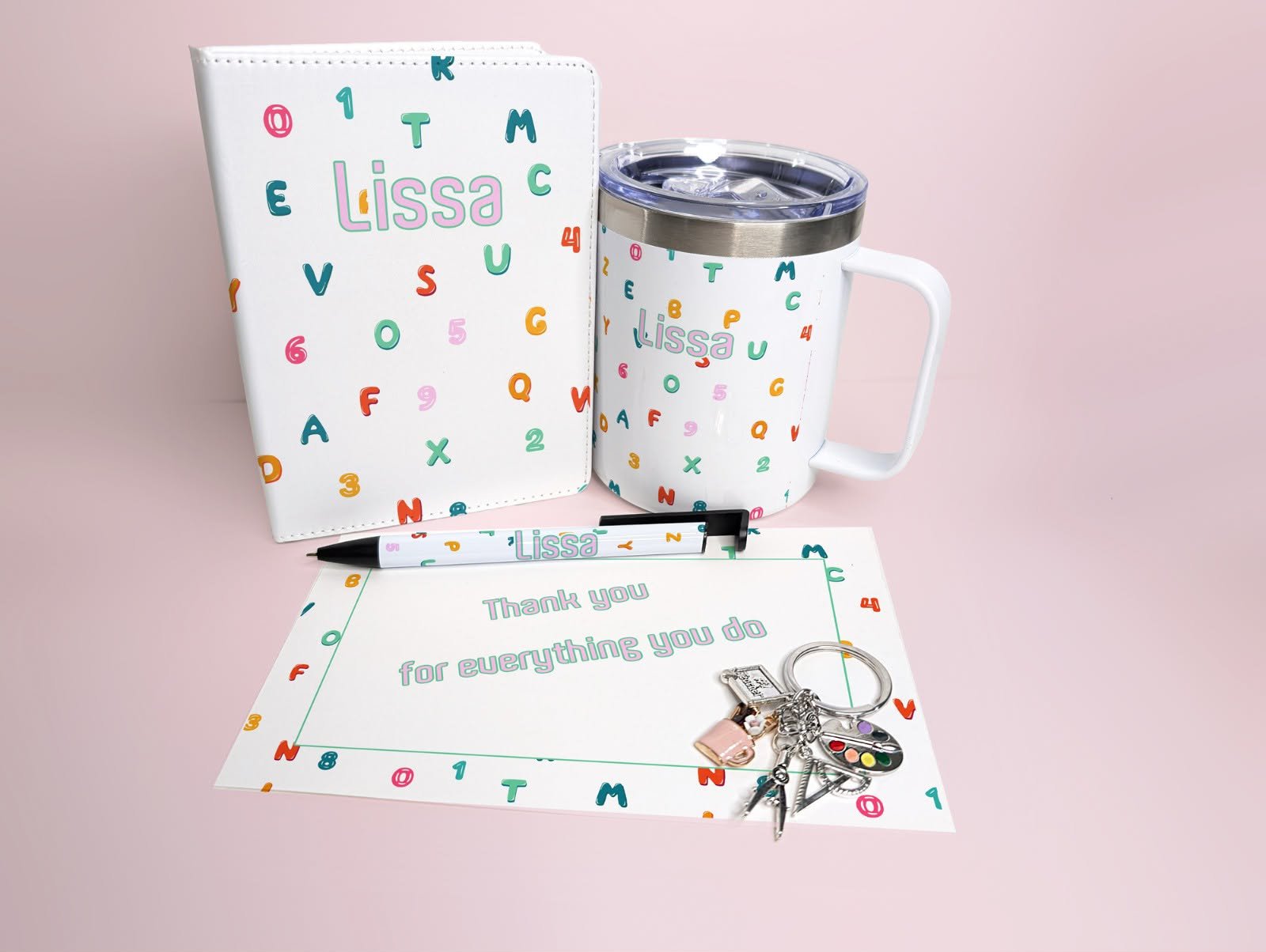 Colored Letters Tumbler Mug Teacher Giftbox