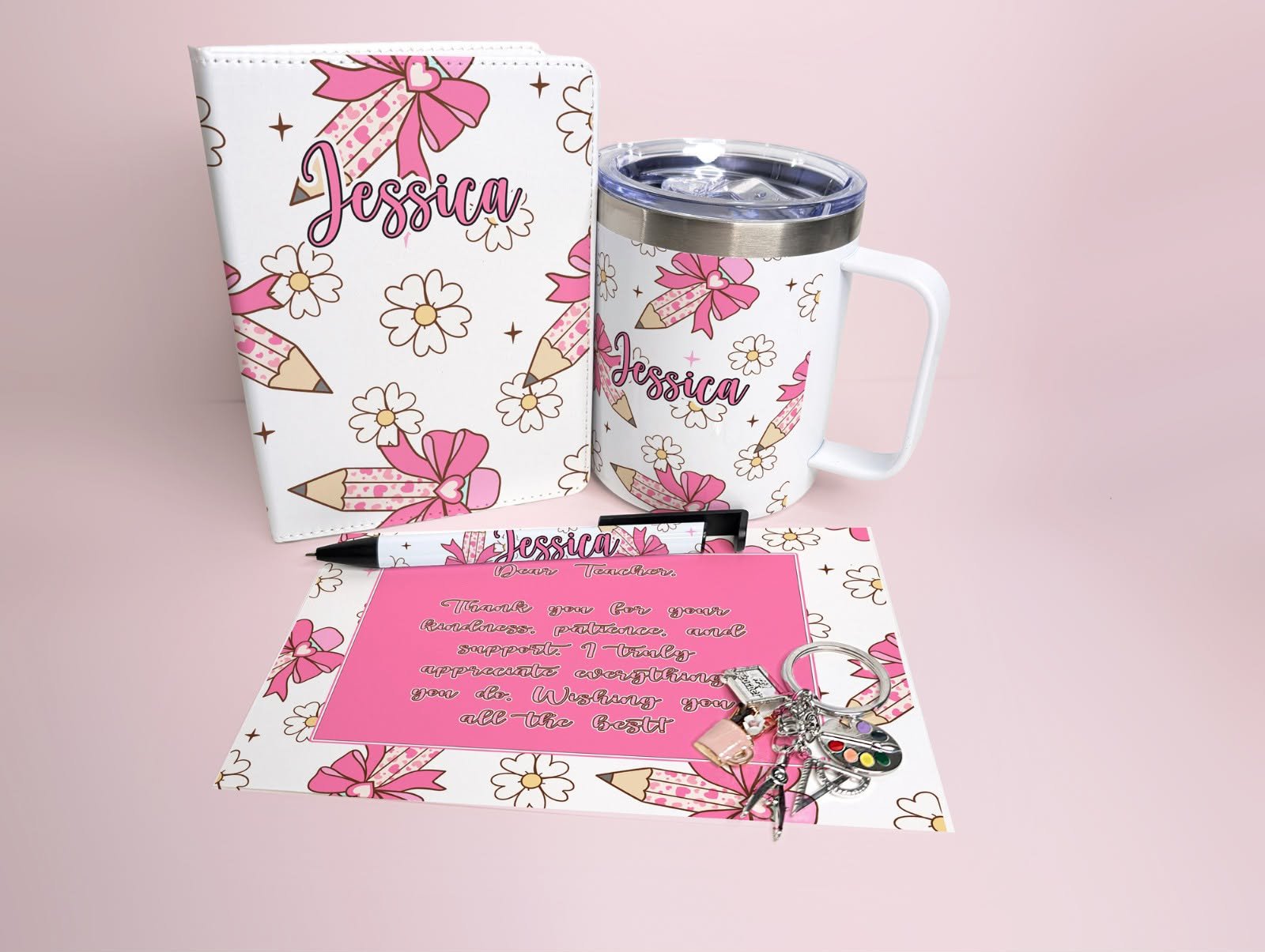 Pink Bow Tumbler Mug Teacher Giftbox