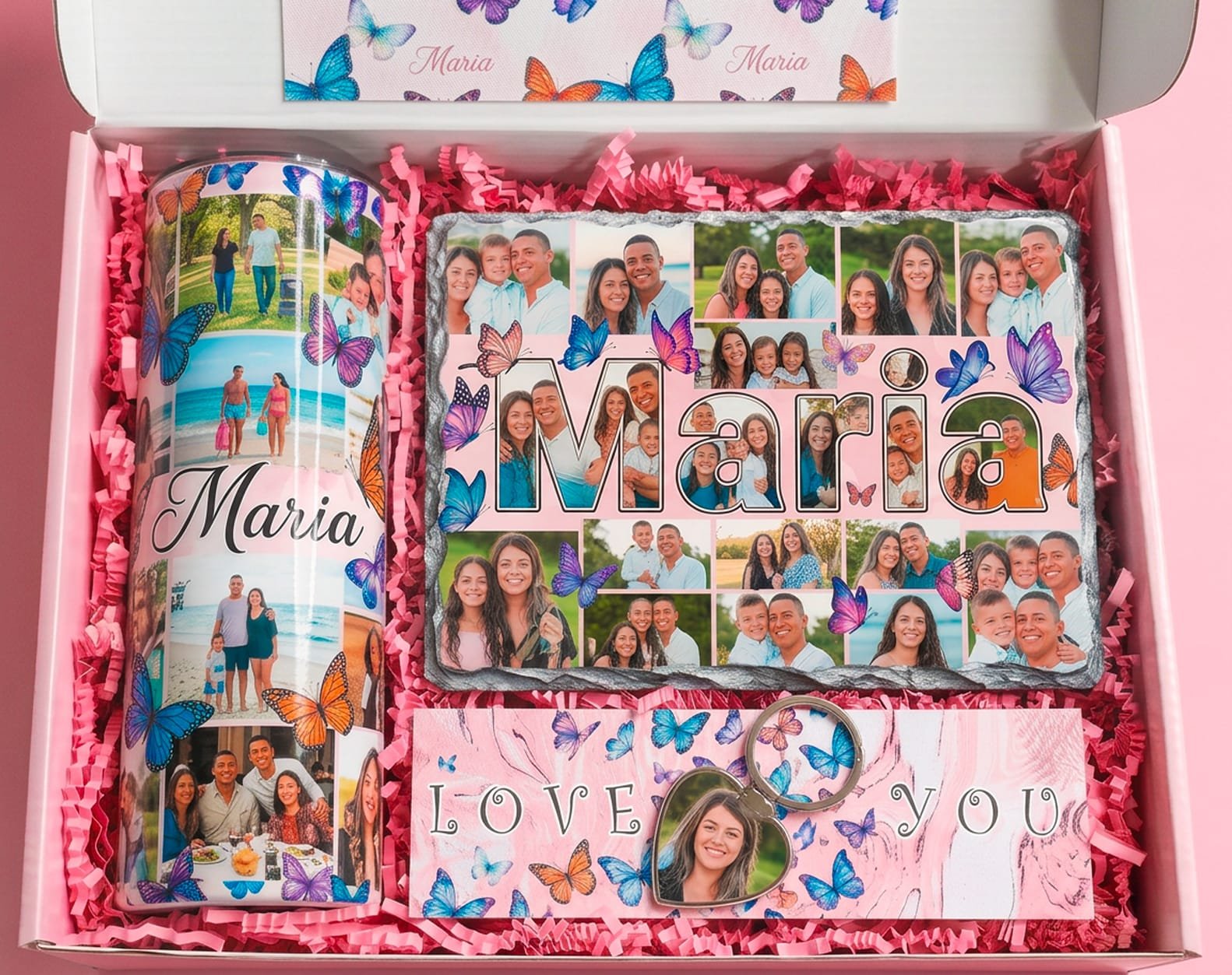Vibrant Floral & Butterfly Personalized Photo Collage Set