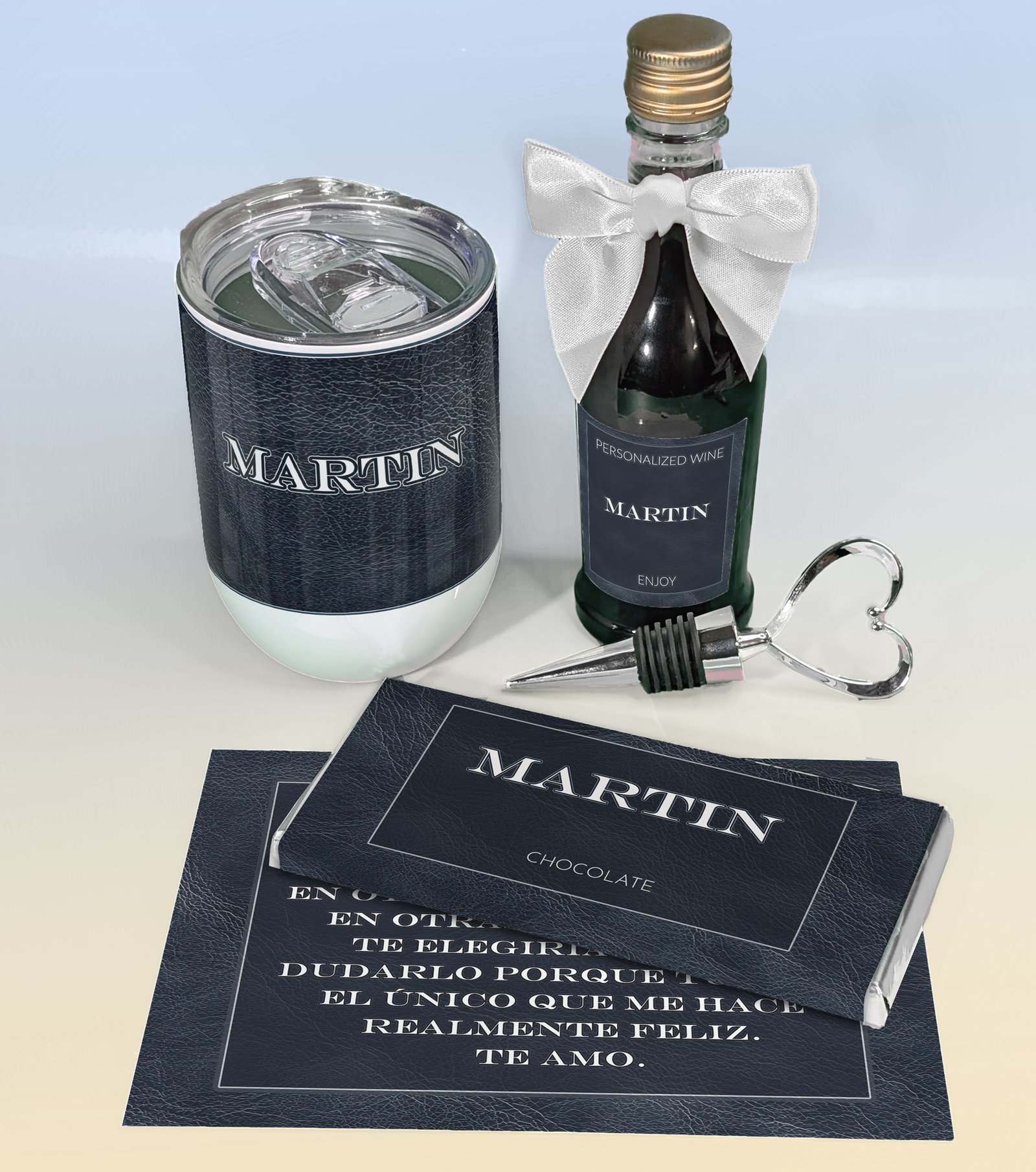 Black Leather Wine/Chocolate Giftbox